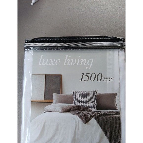 Luxe Living Set of 4 Standard Pillowcases White 1500 Thread Count NEW Bedding - Picture 2 of 4